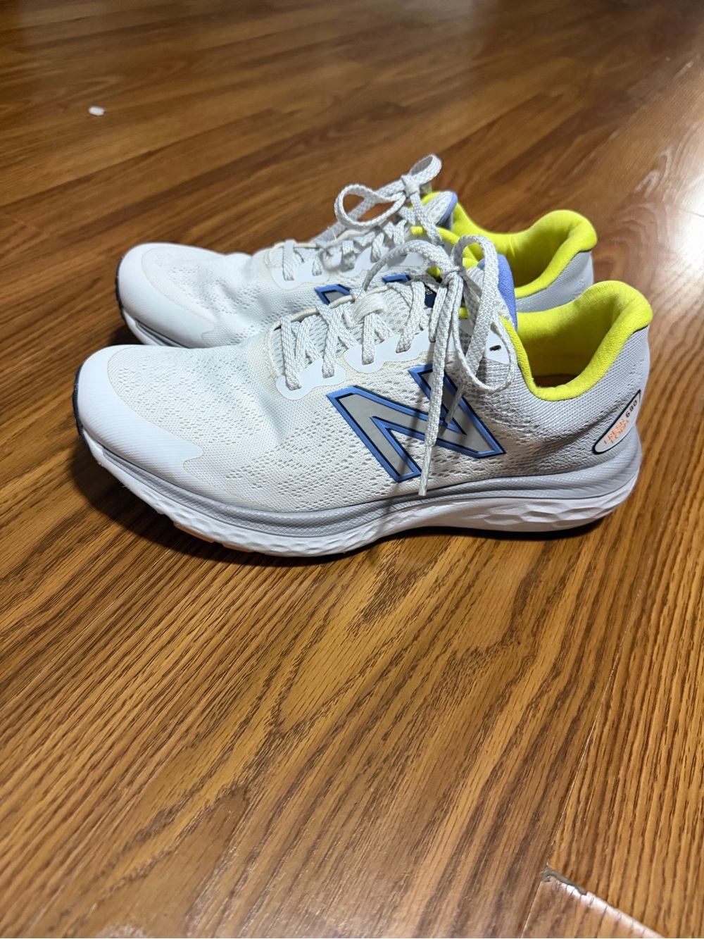 New Balance White Shoes with Neon Yellow & Blue Accents - Picture 2 of 6
